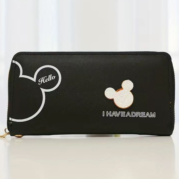 Minnie Mickey Mouse Wristlet Clutch Convertible Wallet Black - Picture 11 of 16